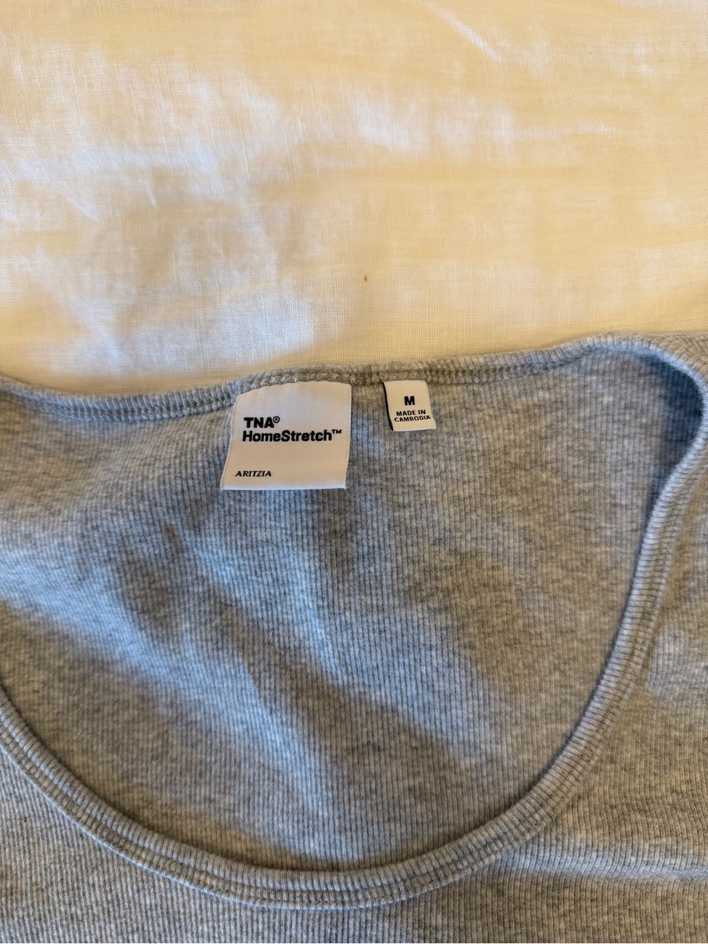 Aritzia TNA HomeStretch Light Gray Ribbed Scoop Tank